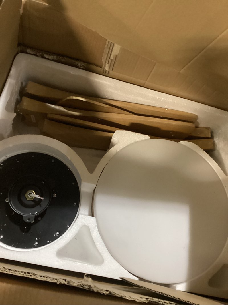 Condition photo showing As Is for 46 Inch Wooden Ceiling Fan ?5 Solid Wood Blades?Burlywood with Light with Remote Control Lager Ceiling Fan with Light Outdoor Ceiling Fans Suitable for Living, Dining ?Bed Room Natural Wood-5 46inch