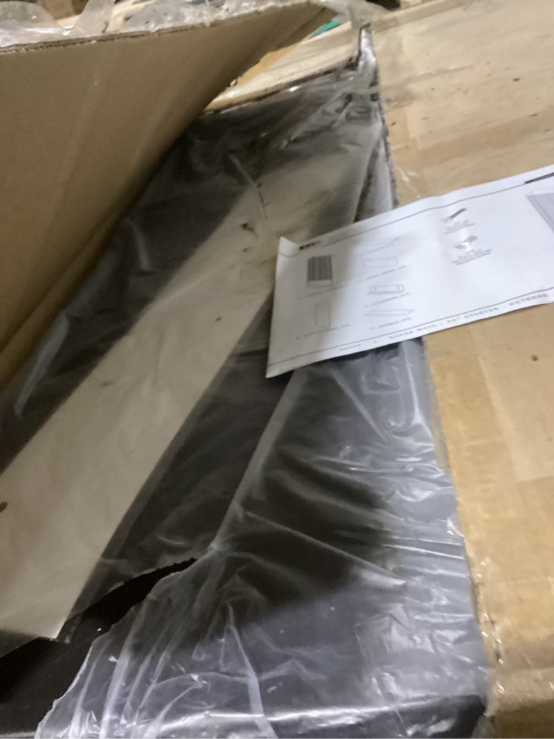 Condition photo showing As Is for (similar to stock photo )18\" x 24\" gable vent - premium aluminum, sturdy & stylish shed vents with screen, effectively removing heat- ideal for ventilation in houses [vent opening: 16\" x 22\"] 16\" x 22\" vent opening black