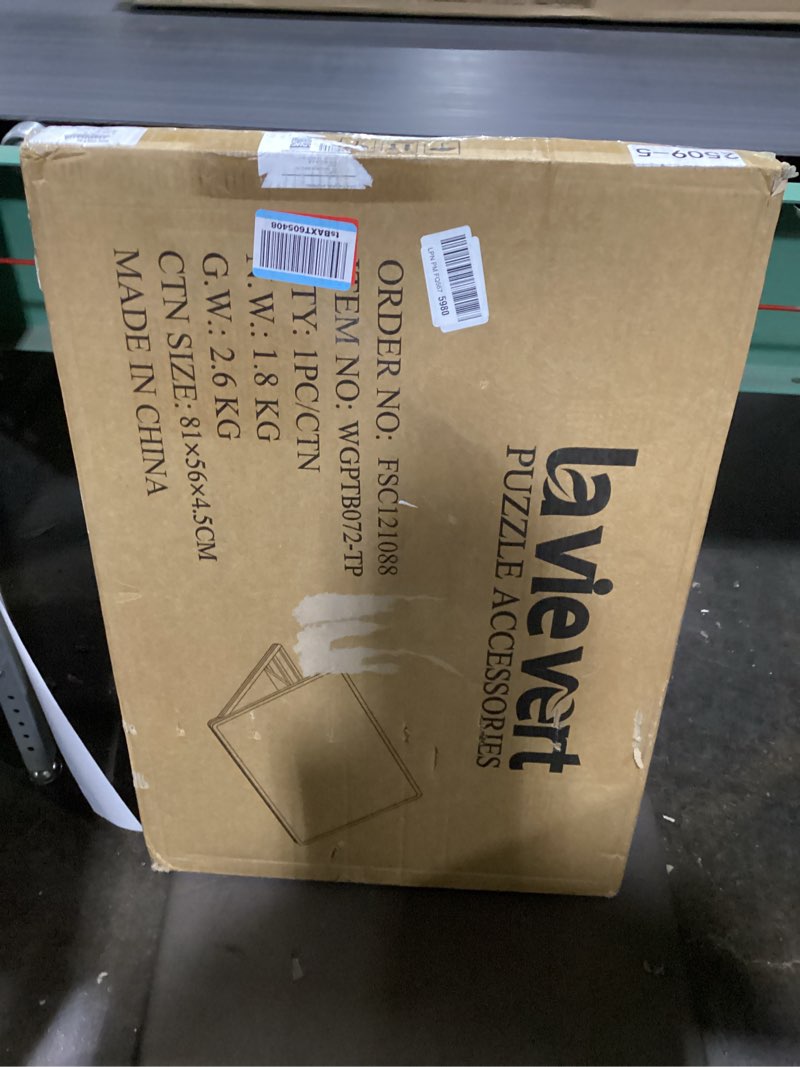 Condition photo showing New/Like New for Lavievert 1000 Piece Tilting Puzzle Board with 6 Colored Sorting Trays & Cover, Lightweight Felt Puzzle Mat with 3 Angle Adjustable Stand, Portable Jigsaw Puzzle Table with Non-Slip Surface for Adults