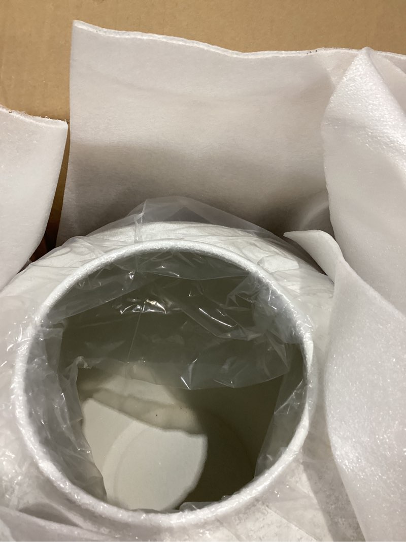 Condition photo showing Good Condition for white rustic large round vase for table centerpieces 11 inches, arina vase, earthy stone look, textured, modern homes farmhouse centerpiece decor white large round
