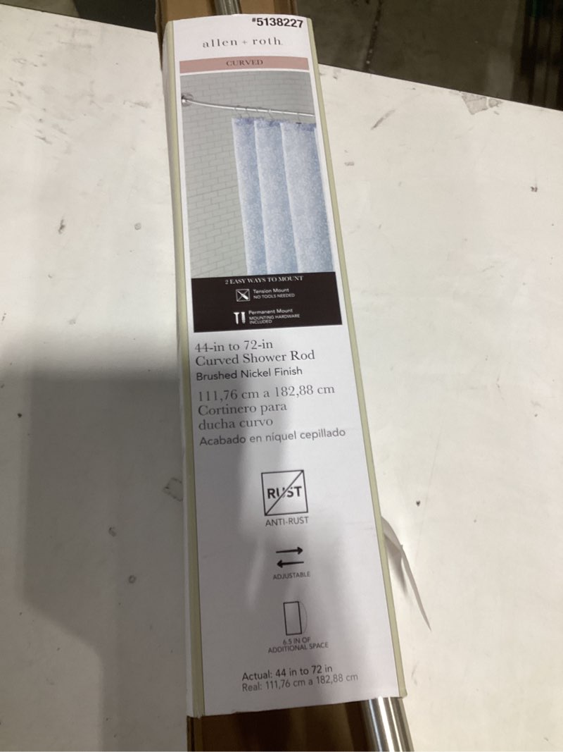 Condition photo showing Good Condition for Design House Curved Shower Rod 50-in to 72-in Satin Nickel Fixed Single curve Adjustable Shower Curtain Rod