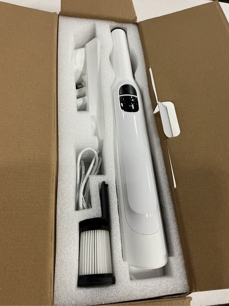 Condition photo showing Good Condition for handheld vacuum cordless, lightweight 1.4lb with powerful suction, charging dock, single touch empty and detachable dust cup (creamy white)