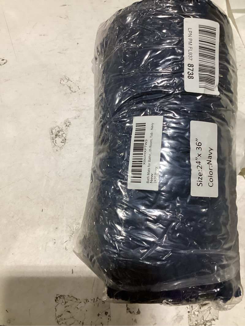 Condition photo showing Good Condition for h.versailtex navy bath mat, bathroom rug 36 x 24 non slip bath mats for bathroom floor, luxury chenille ultra soft bath rugs shaggy rugs washable 24" x 36" navy