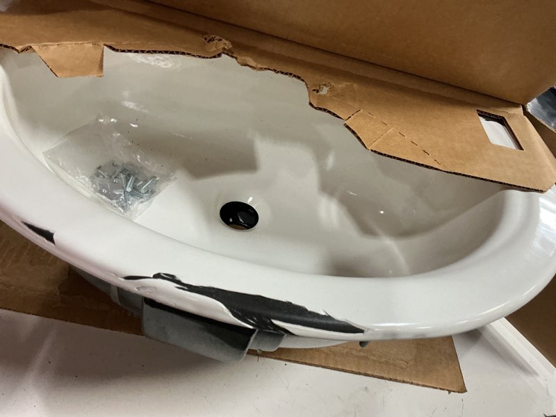Condition photo showing As Is for bootz azalea enameled steel bathroom sink 20 in. w x 6.5 in. d white