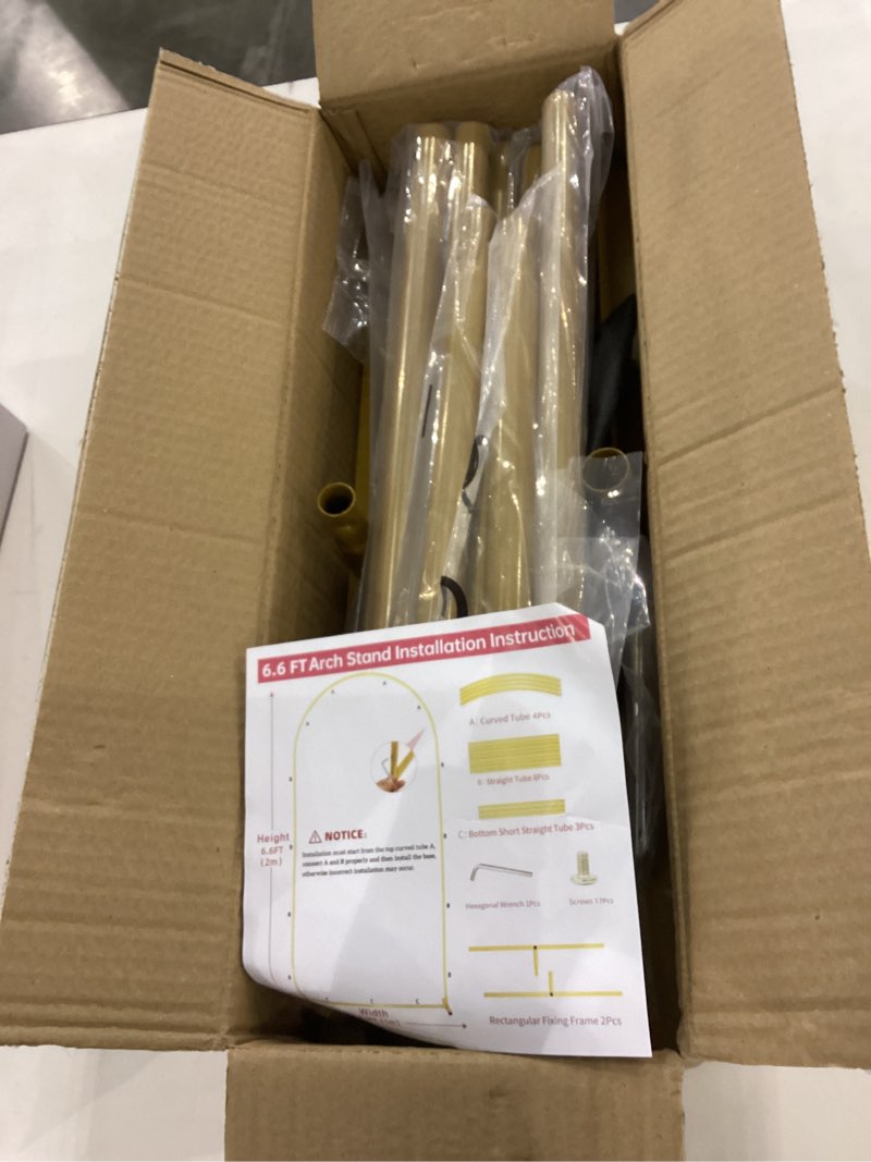 6.6FT Metal Wedding Arch Stand Gold Square Arched Backdrop Frame for Party Ceremony Birthday Bridal 