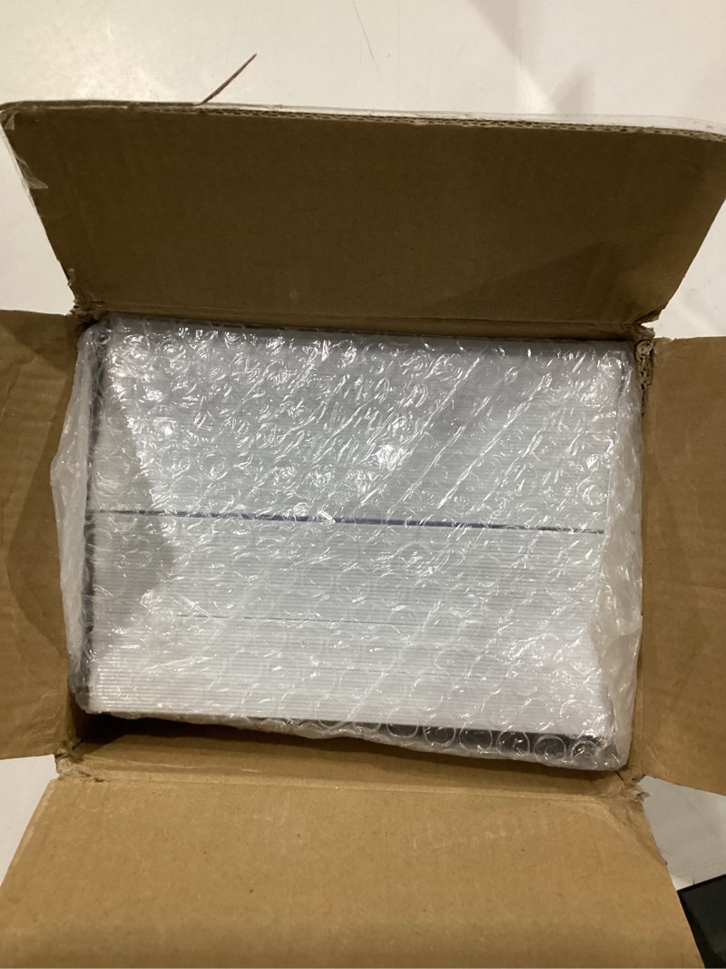 Condition photo showing New/Like New for 100 pack white plastic square dessert plates, 6.5" disposable salad plates heavy duty plates for party, wedding, christmas, easter