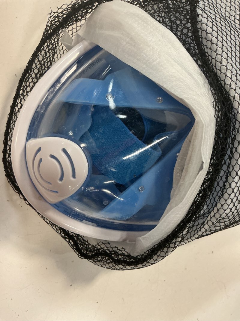 Condition photo showing Good Condition for full face snorkel mask adults with dry top system, detachable camera mount, 180 panoramic anti-fog anti-leak diving mask for adult and kids large/ x-large black blue
