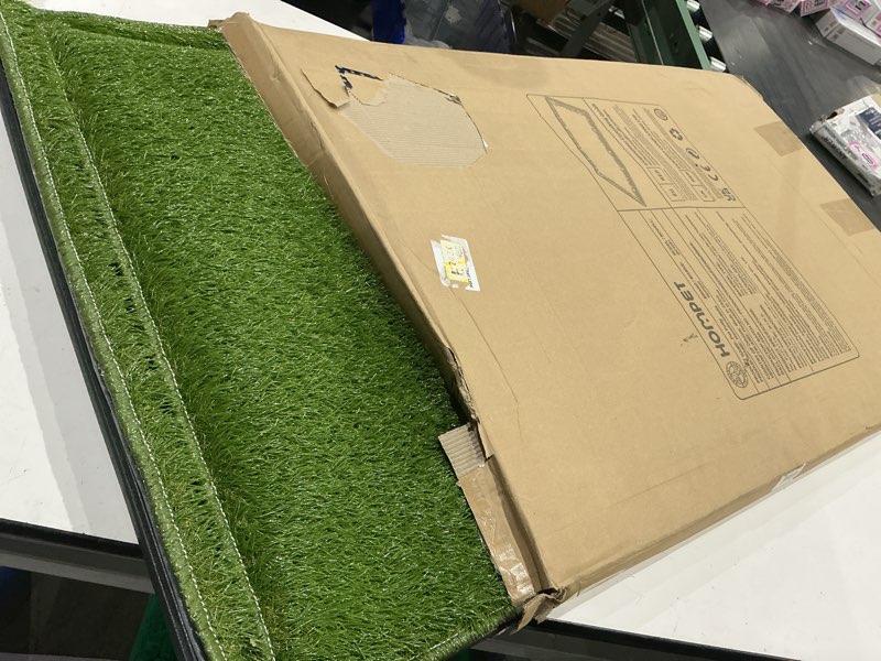 Condition photo showing Good Condition for hompet dog grass pad with tray large, 41"x27", 2 reusable artificial turf for dogs potty, waterproof non-slip washable pee pads, quickly absorbency portable dog litter box for indoor/outdoor use