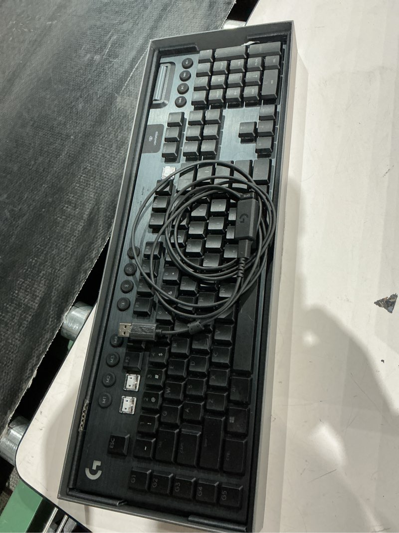 Condition photo showing As Is for logitech g915 x lightspeed wireless mechanical gaming keyboard, double-shot pbt keycaps, fully programmable keys, rgb backlit mac/pc gaming keyboards, aluminum finish, gl clicky switches, black
