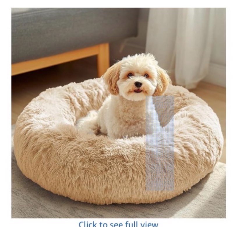 jollyvogue dog beds, calming small dog bed, anti-anxiety dog bed for small dogs, fluffy donut dog bed, cozy dog cat cushion bed for small medium dogs and cats (20\\\") white