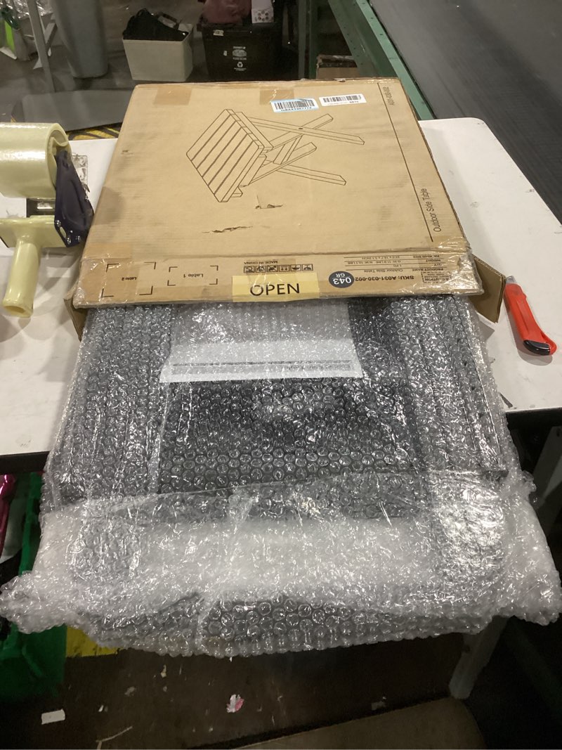 Condition photo showing As Is for SERWALL Small Folding Side Table, HDPE Outdoor End Table for Patio, Porch, Deck, Pool, Gray 1 Grey