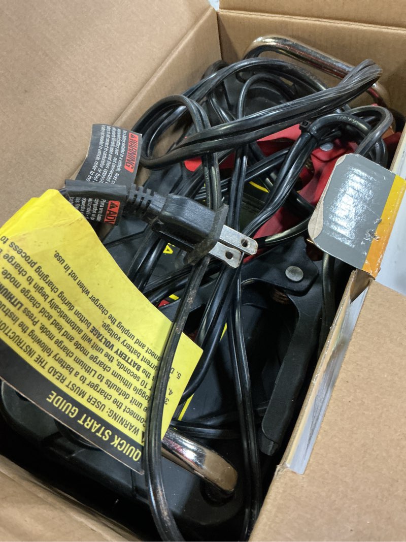 Condition photo showing As Is for everstart maxx 15 amp automotive battery charger with 50 amp engine start (bc50be)-new