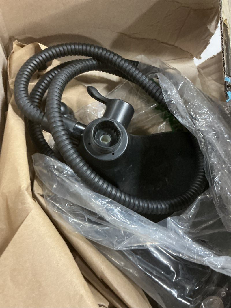Condition photo showing As Is for Moen Engage Magnetix Matte Black Multi-Function Handshower and Rainfall Shower Head Trim Combo with Shower Handle, Tub Spout, Metal Hose, and Valve, 82304BL