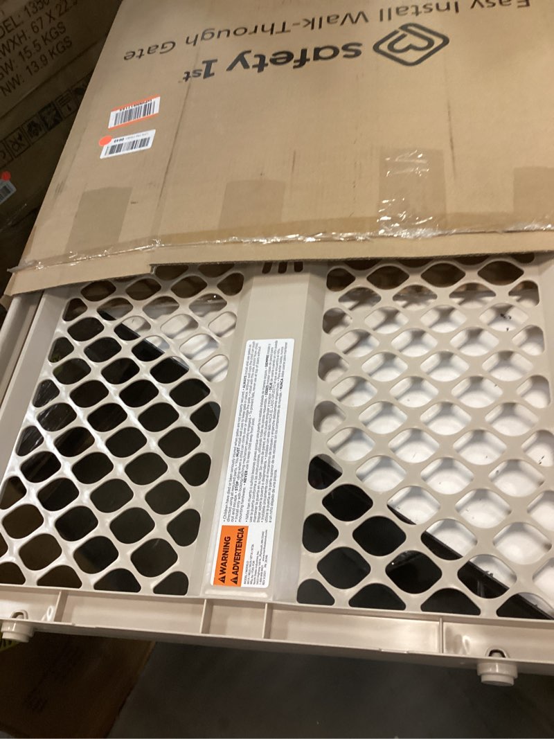 Condition photo showing As Is for Toddleroo by North States Baby Gate for Stairs: Stairway Secure Gate. Fits Openings 27"-41" Wide. Safety Latch, Hardware Mount. Child Gates for Doorways. Made in USA. (27" Tall, Sand)