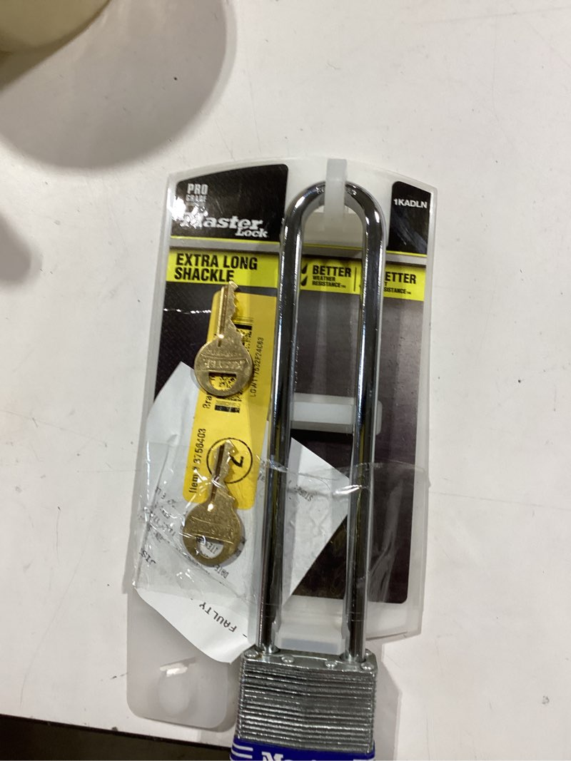 Condition photo showing Good Condition for master lock 1-3/4in wide laminated steel pin tumbler padlock, keyed alike