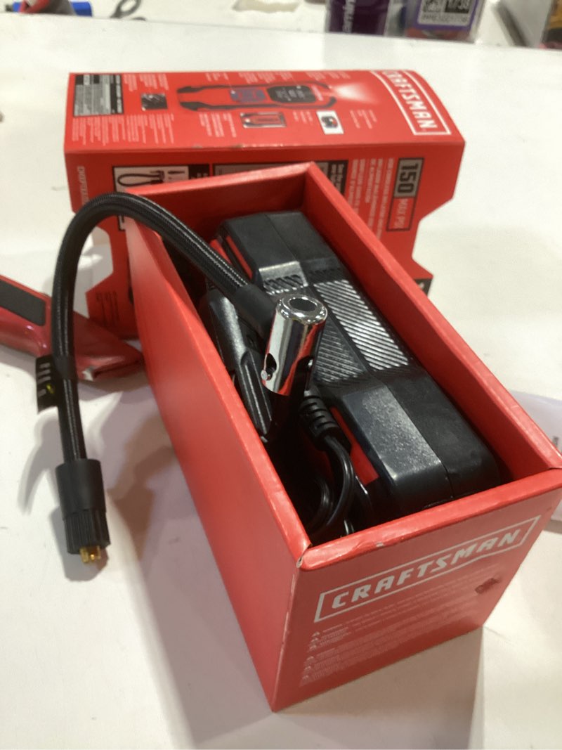 Condition photo showing Good Condition for craftsman portable 12-volt air inflator (power source: battery )