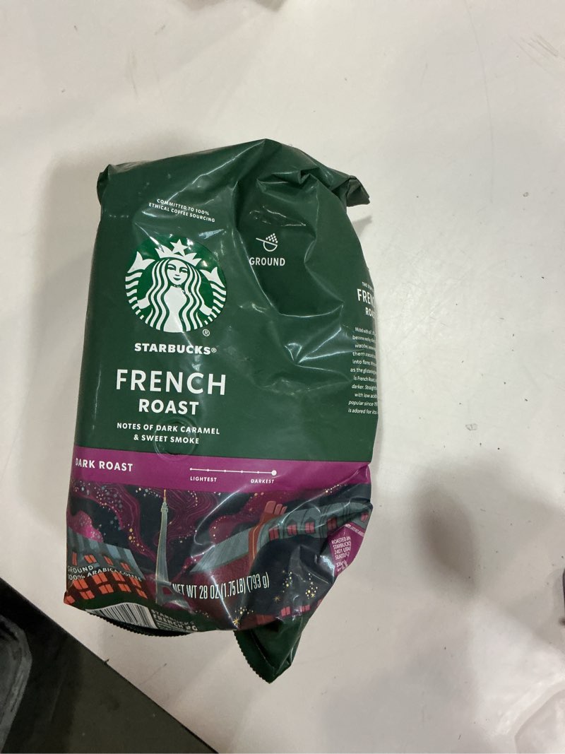 Condition photo showing Good Condition for (Best before 21-dec-2025)Starbucks Ground Coffee, Dark Roast Coffee, French Roast, 100% Arabica, 1 bag (28 oz) French Roast 28 Ounce (Pack of 1)