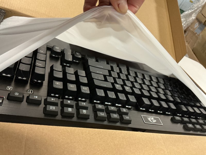 Condition photo showing Good Condition for Redragon K550 RGB Gaming Keyboard, 104 Keys + 12 Macro G Keys Wired Mechanical Keyboard w/Aluminum Top Plate, Custom Clicky Purple Switch, Extra USB Port & Wrist Rest Black