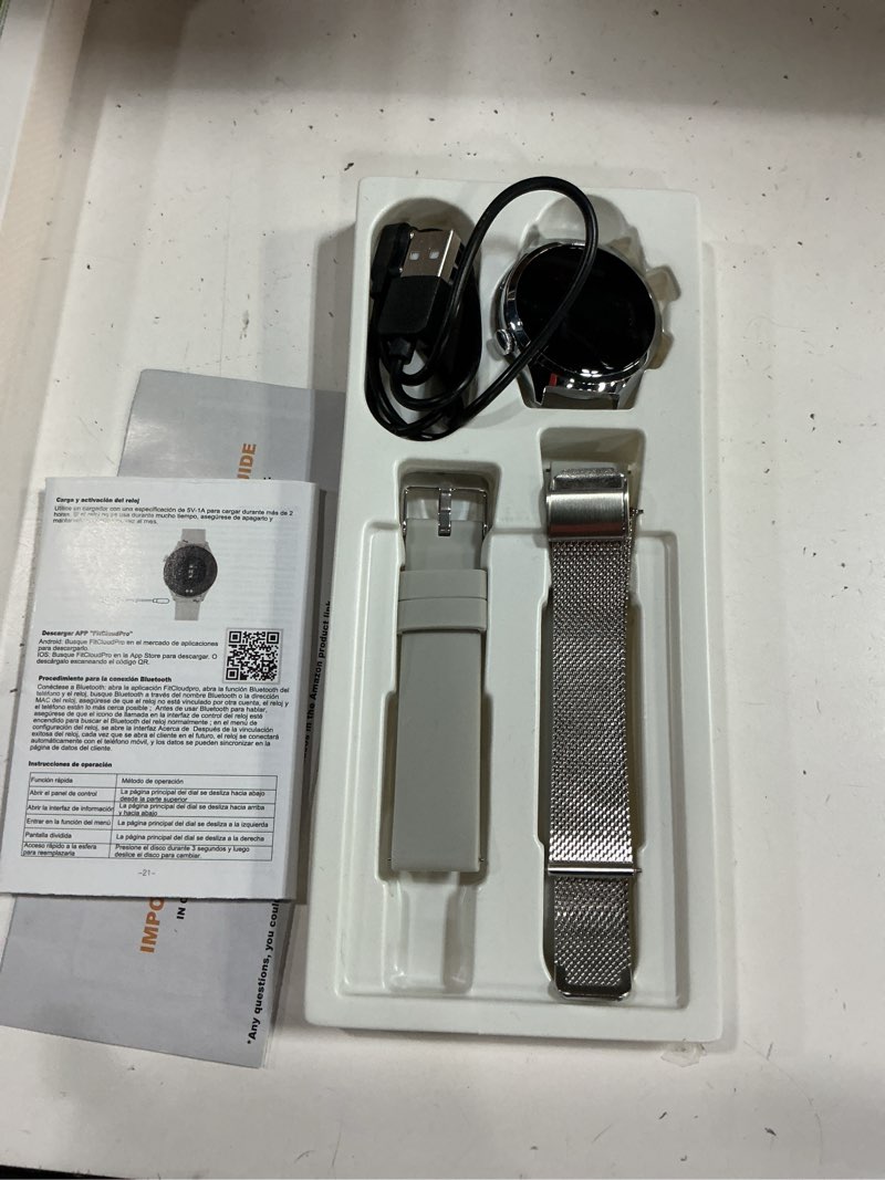 Condition photo showing As Is for smart watches for women, 1.27" tft touchscreen smartwatch answer/make call, activity fitness trackers with 120+ sports/hr/sleep/spo2 monitor, ip68 waterproof for android ios (silver)