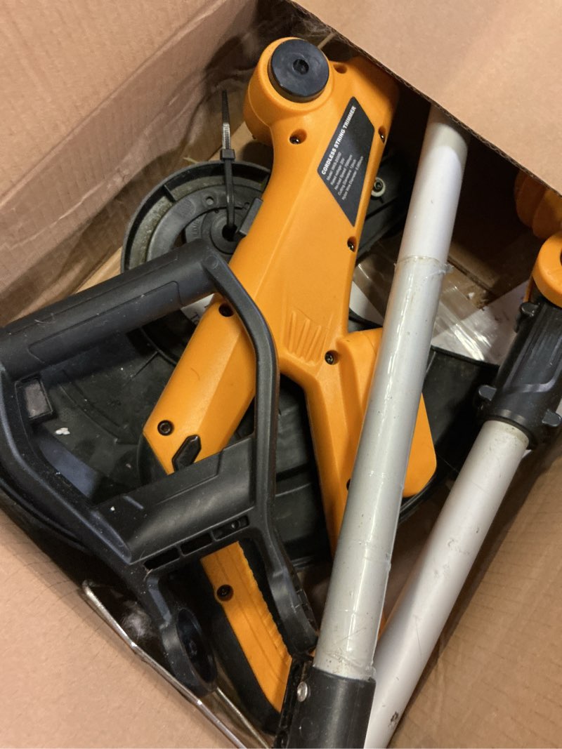 Condition photo showing As Is for 3 in 1 cordless string trimmer (no battery) compatible with dewalt 20v max battery, 12" electric weed wacker with auto line feed, foldable weed eater/edger trimmer/mower for yard garden, grass trimmer yellow
