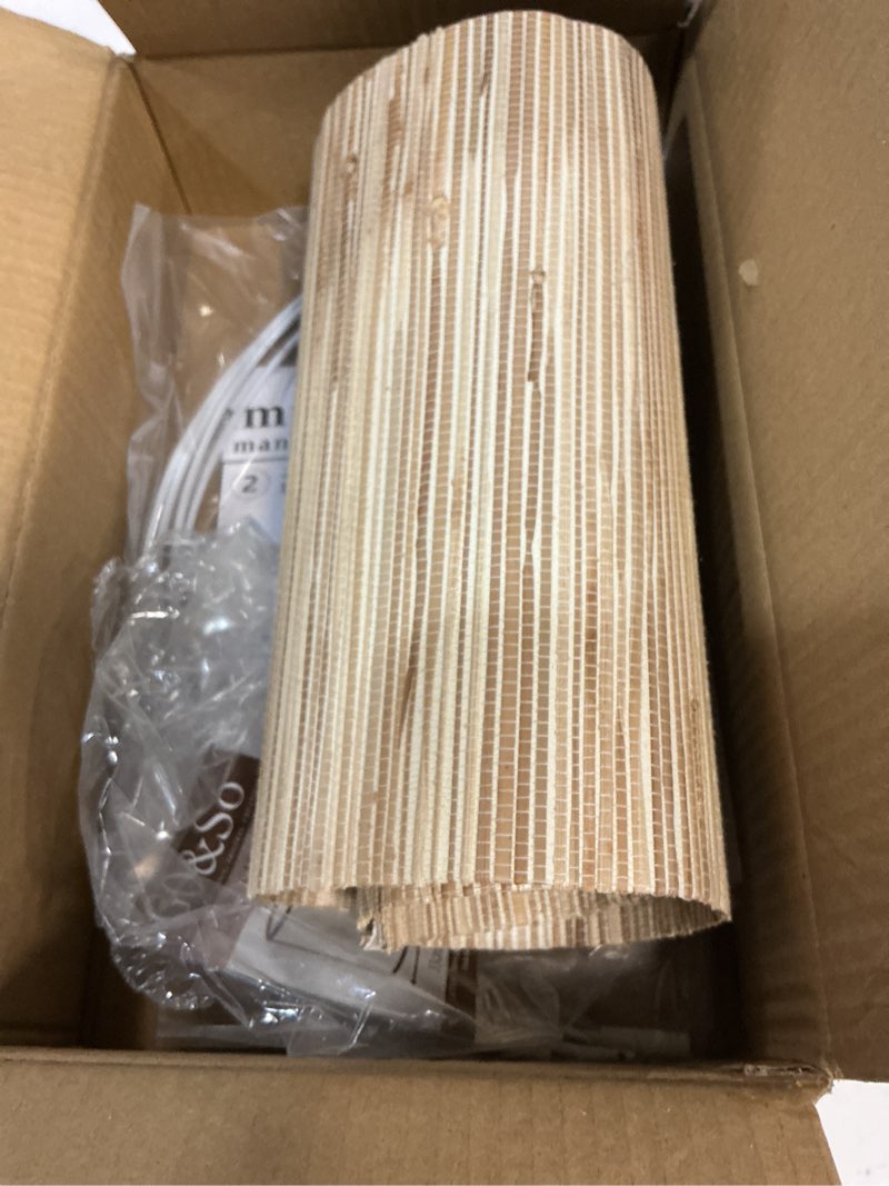 Condition photo showing As Is for GOSO 13" Straw Boho Lamp Shade for Table Lamps Floor Lamp,Medium Yellow Lampshades Replacement-13" Top x 13" Bottom x 10" High?Spider) Drum Lamp Shades Modern for Living Room,Assembly Required 13"×13"×10" (1 Pack) Yellow - Straw Woven