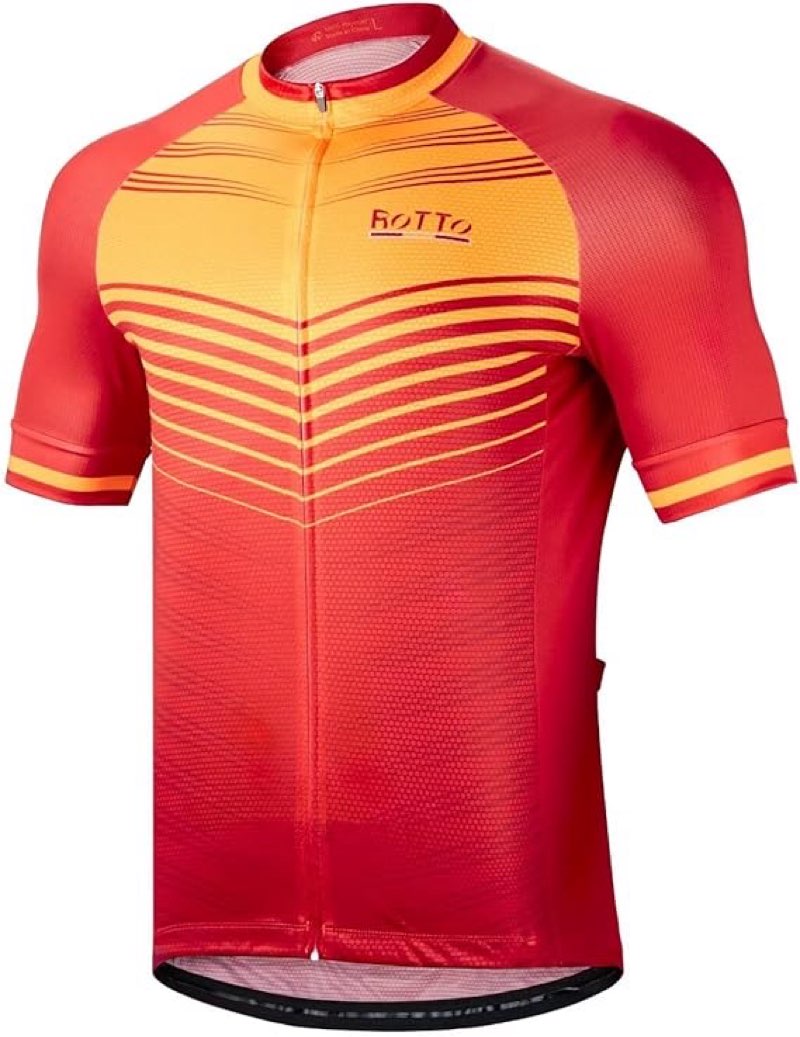ROTTO Mens Cycling Jersey Short Sleeve Bike Shirt with Rear Pockets Stripe Series extra small