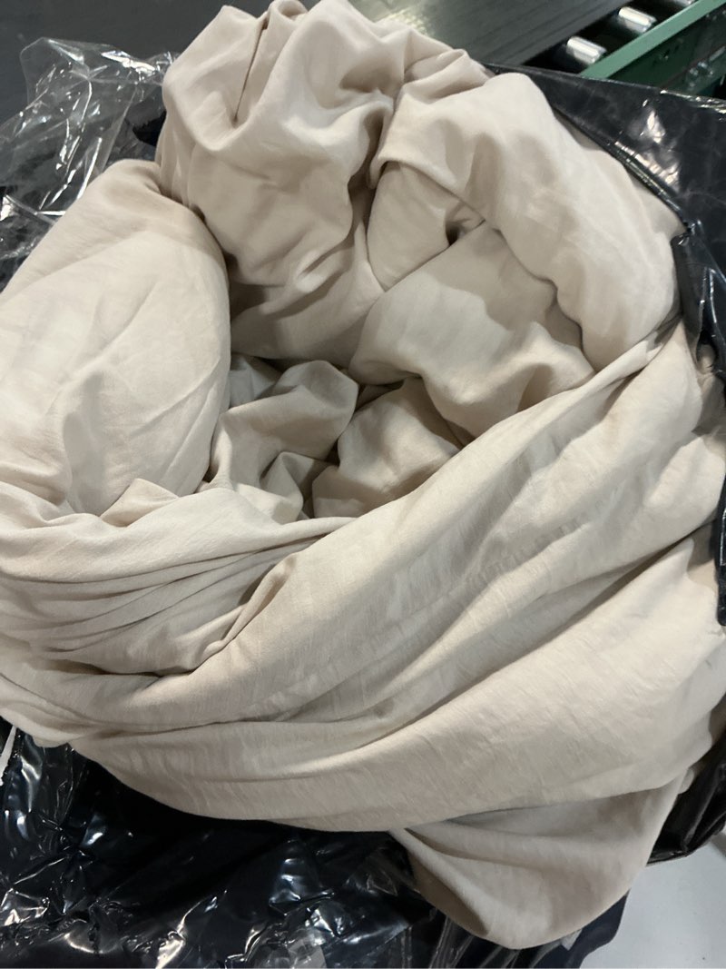 Condition photo showing As Is for bedsure queen size comforter set, beige soft prewashed bedding for all seasons, 7 pieces warm winter down alternative bed set, fluffy bed in a bag with sheets, pillowcases & shams queen(90"x90") beige