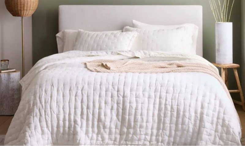 quince airy guaze dream quilt set queen white