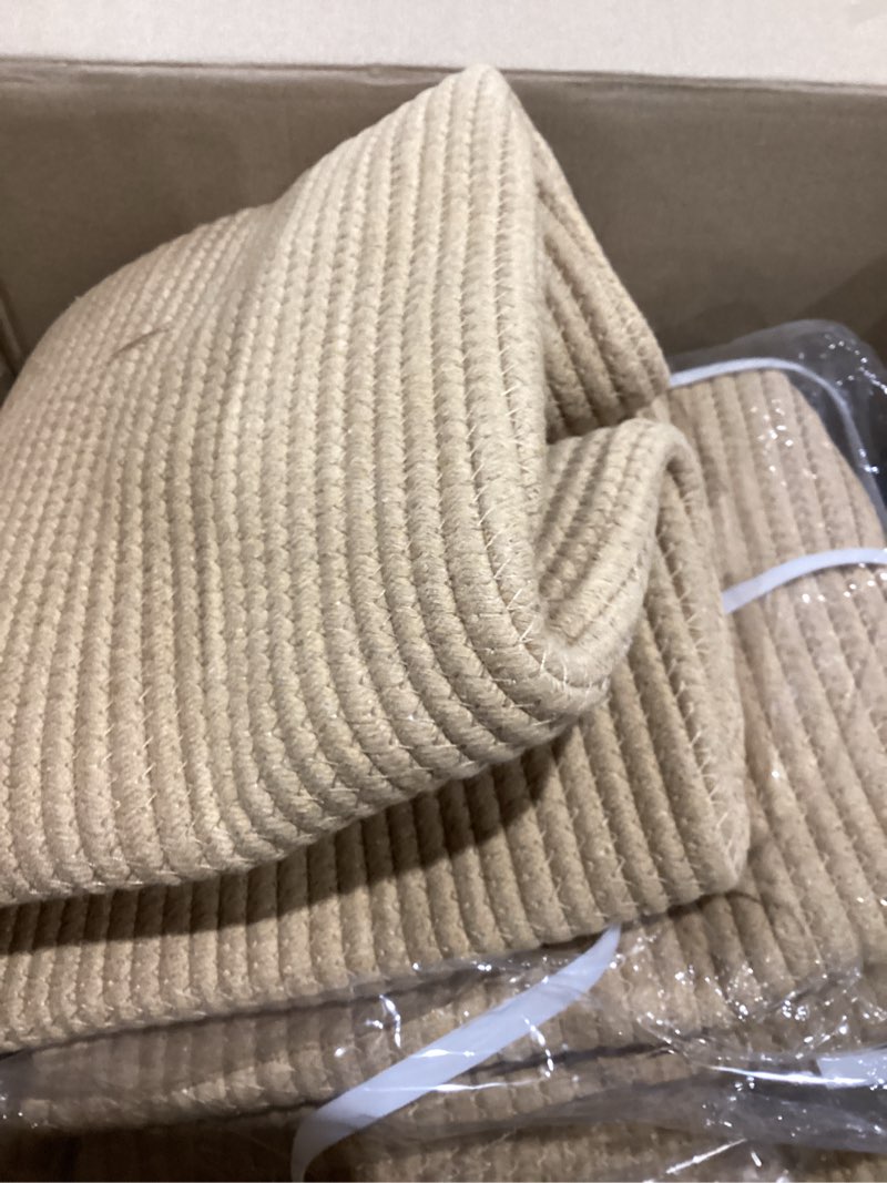 Condition photo showing Good Condition for ubbcare set of 4 storage basket-12 x 12 x 12 in, cotton rope basket for shelves, toys, book, cube storage bins with handles, woven storage basket for organizing, brown 4pack-12 x 12 x 12 inch brown