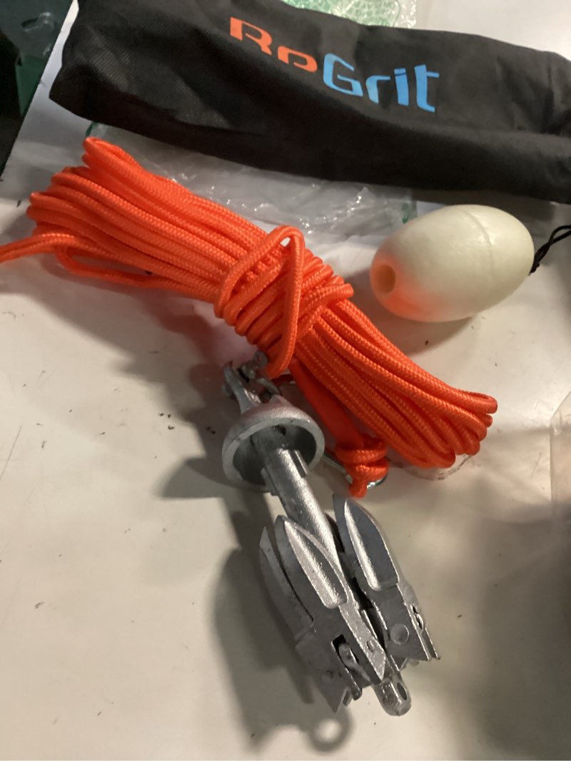Condition photo showing Good Condition for begrit small kayak anchor w/rope, folding marine anchor for paddle board | lightweight folding anchor with 4-fluke grapple, rust-proof steel, 32.8ft rope & bag. for kayaks, paddle boards & small boat
