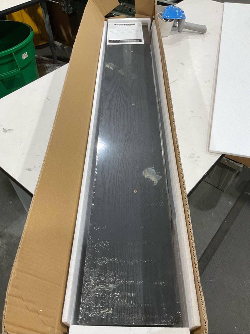 Condition photo showing New/Like New for marsmiles 48" floating shelves for wall, wooden shelves with invisible brackets set of 2, rustic farmhouse wall mounted shelf for kitchen bathroom living room study, black black 48"