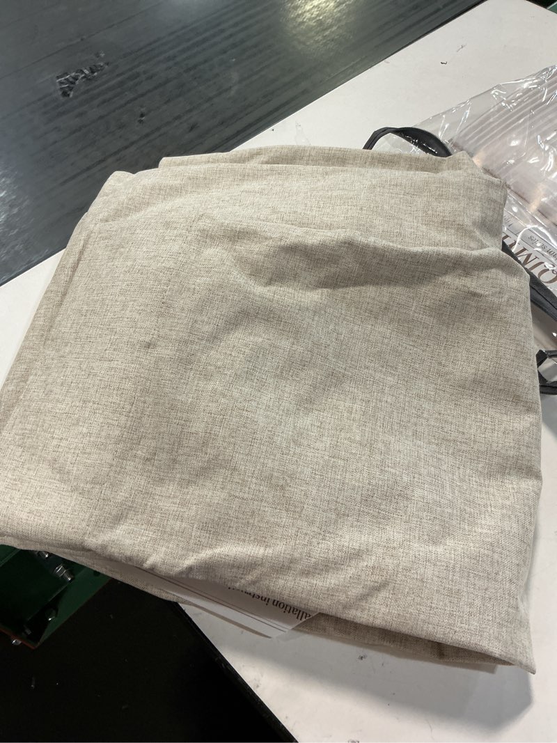 Condition photo showing Good Condition for qjmydeco 95 inch curtains 1 panel set, uv/heat blocking for summer farmhouse curtains for living room darkening curtain for 94 inch window pinch pleated linen blend blackout drapes thermal linen 50\"w x 95\"l (pack of 1)