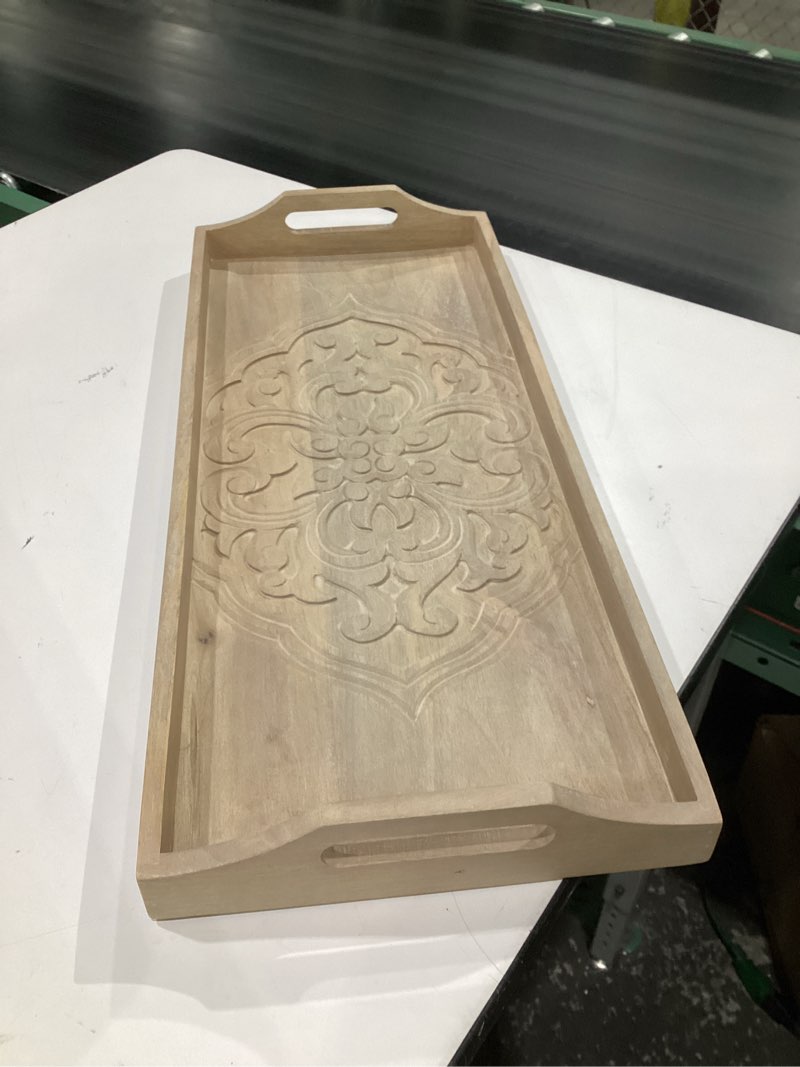 Condition photo showing Good Condition for Kate and Laurel Lissi Decorative Rectangle Tray with Wavy Design, SIMILAR TO STOCK PHOTOS