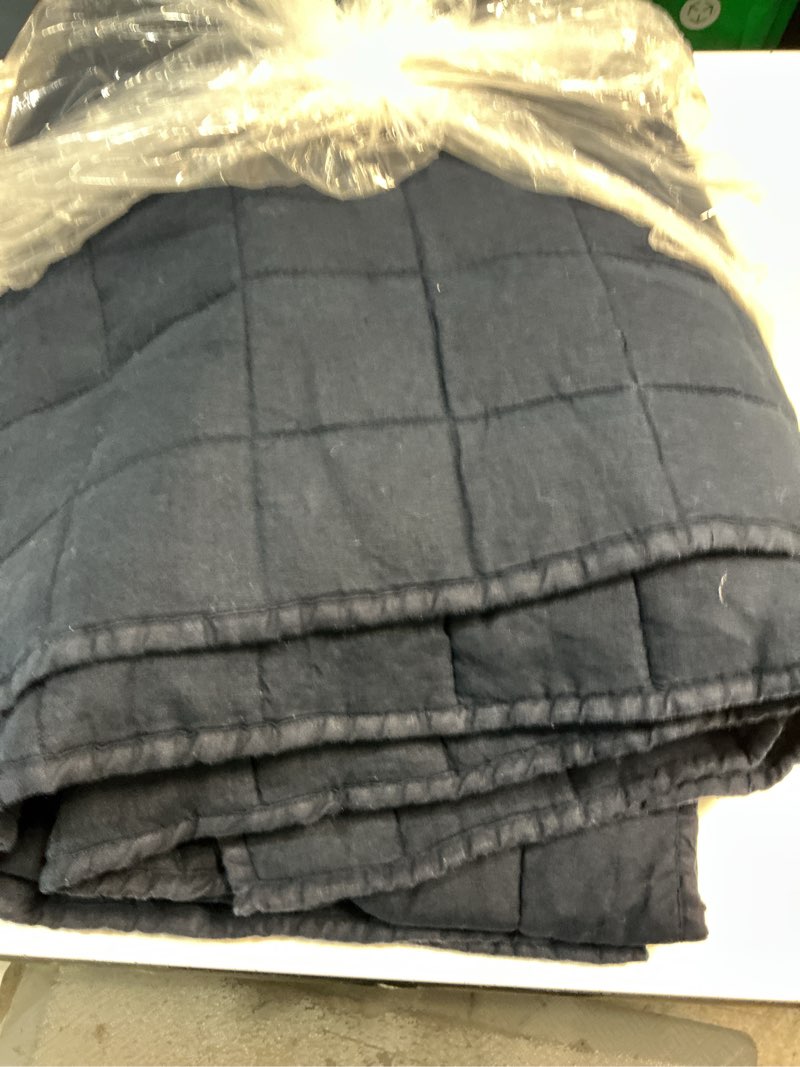 Condition photo showing As Is for quince european linen box quilt, full/queen, navy