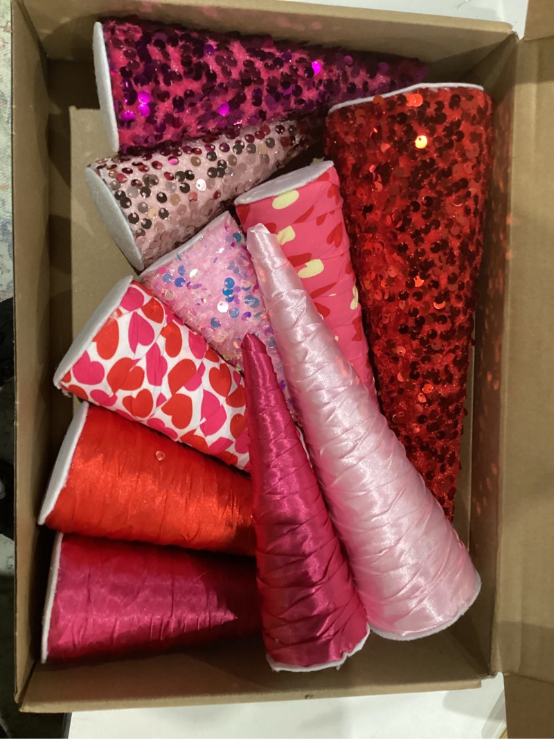 Condition photo showing As Is for 10 pcs pink valentines cone tree decorations pink heart sequins glitter valentines table tree centerpiece tiered tray decor tabletop centerpiece for home bedroom wedding party rose red