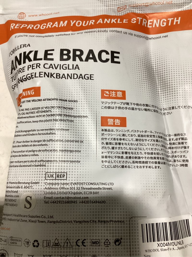 Condition photo showing Good Condition for slim-fit ankle brace for sprained ankle, quick lace up ankle support for women men with 2 auto-shaped pads, air fabric cool ankle stabilizer for injury recover, running,sports,s(10”-11.6”) orange/black-s(ankle:28-30cm)