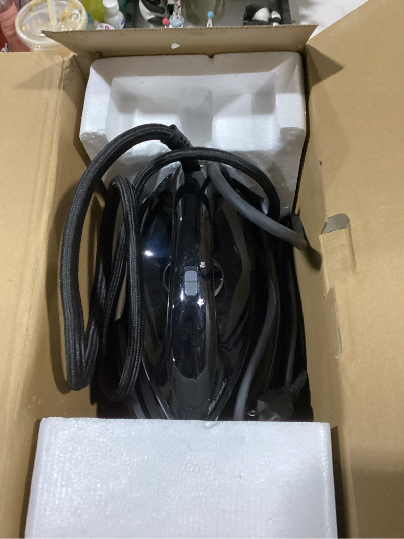 Condition photo showing As Is for steam station iron for clothes,1600w professional steam iron with 44 oz tank, 400 microsteam holes, built-in pump, ceramic baseplate,iron lock for easy carry(dark black-c2)