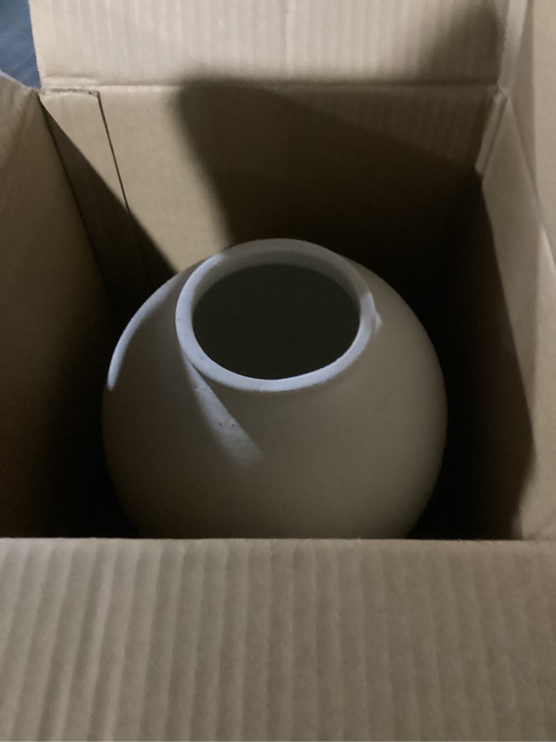 Condition photo showing Good Condition for Large White Ceramic Vase - 9.8 Inch Rustic Farmhouse Vase for Home Decor, Minimalist Tall Vases for Living Room, Table, Bathroom, Holiday & Weddings (Sandstone White) Sandstone White 9.8 inch