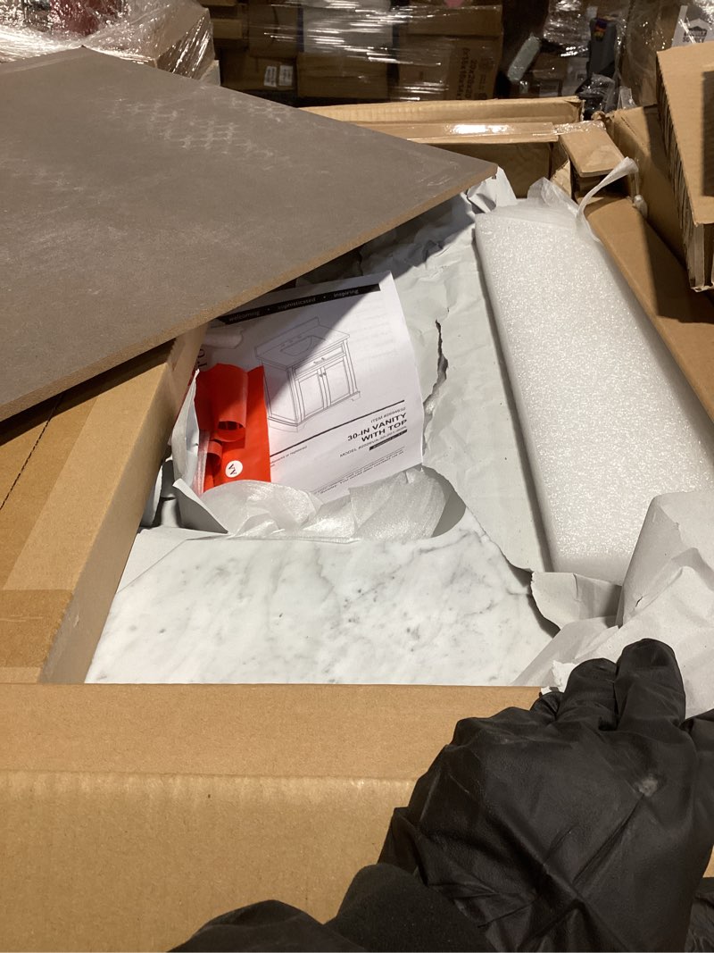 Condition photo showing Good Condition for allen + roth roveland 30-in white undermount single sink bathroom vanity