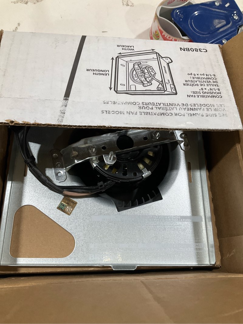 Condition photo showing As Is for broan-nutone 80 cfm, 2.5 sones assembly kit replacement bath fan motor