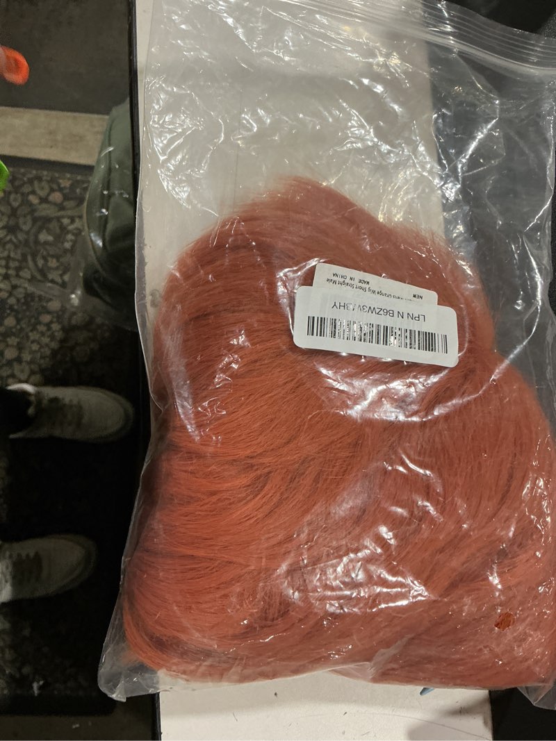 Condition photo showing Good Condition for mens orange wig short straight male ginger red wig layered heat resistant synthetic hair for halloween cosplay anime party