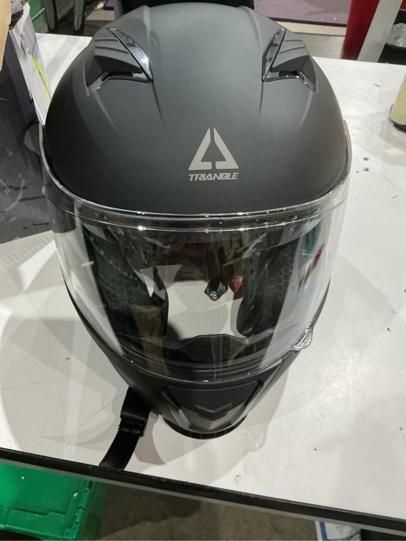 Condition photo showing As Is for triangle modular motorcycle helmets for men flip up full face helmet dual visor with internal sunshield dot approved medium matte black