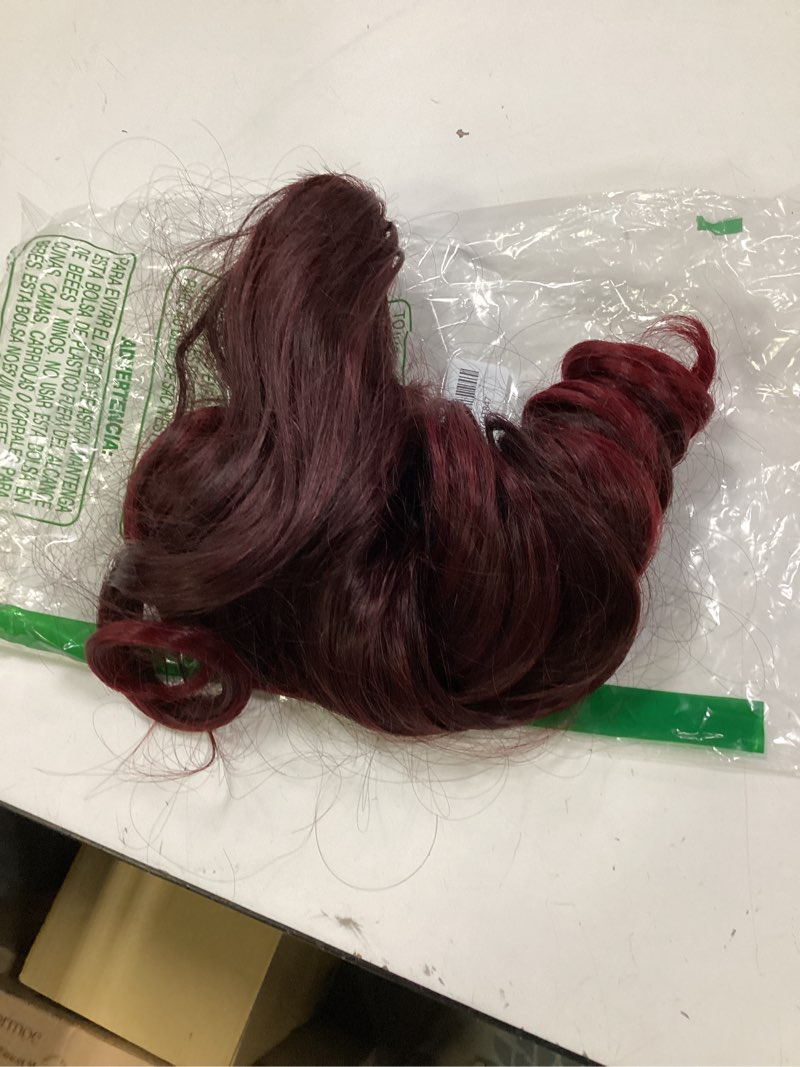 Condition photo showing Good Condition for N NAYASA 24''Long Wavy Ponytail Extension, Burgundy Ombre Claw Clip Hair Piece, Long Curly Wavy Wine Red Ponytail Hair Extension Jaw Clip on Pony Tails Hairpiece for Women
