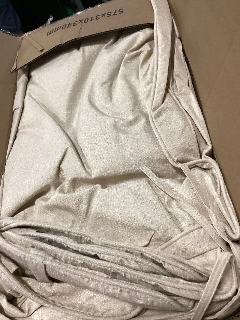Condition photo showing Good Condition for summsun patio chair cushions set of 4, faux linen outdoor furniture cushions, water resistant backrest and deep seat cushion set with straps, removable cover, non-slip bottom, 22 x 22 inch, beige beige 4p/22*22 + 22*20 inch