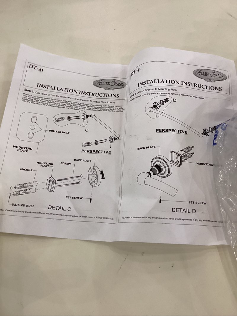 ALLIED BRASS INSTALLATION INSTRUCTIONS
