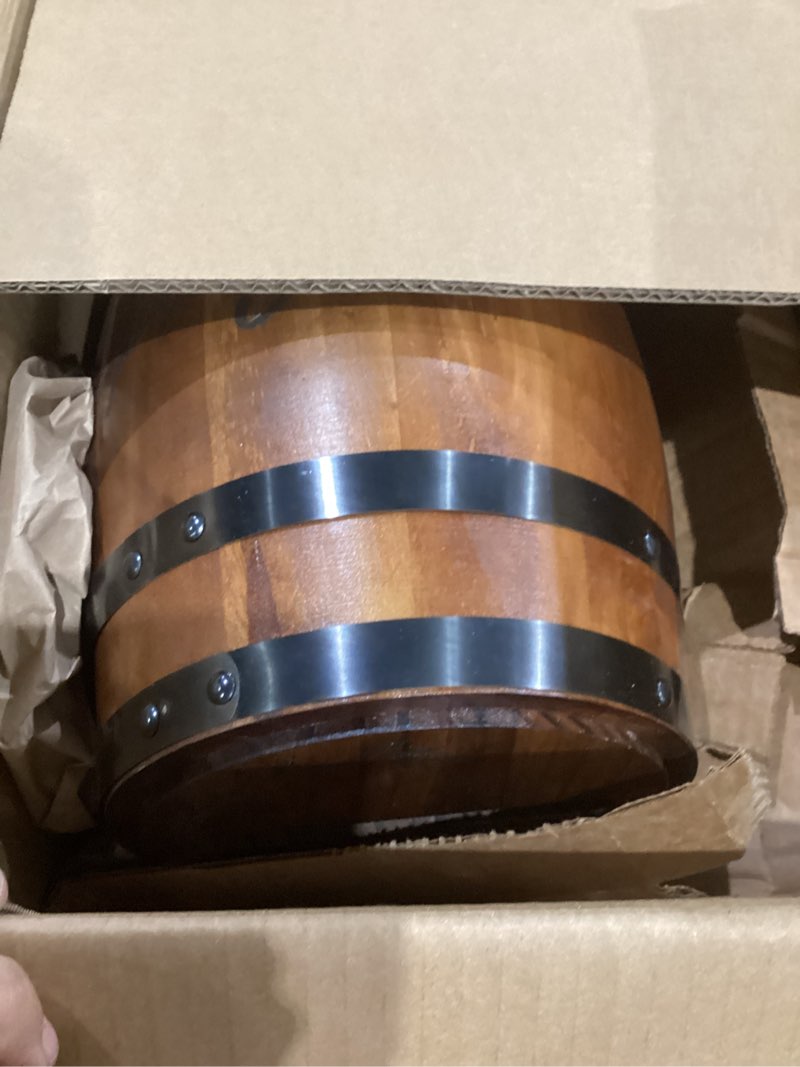 Condition photo showing Good Condition for OurWarm Wooden Wedding Card Box for Reception, Whiskey Barrel Gift Card Box for Party, Money Envelope Boxes with Slot & Holder for Graduation Bridal Shower Birthday Wedding Decor Brown