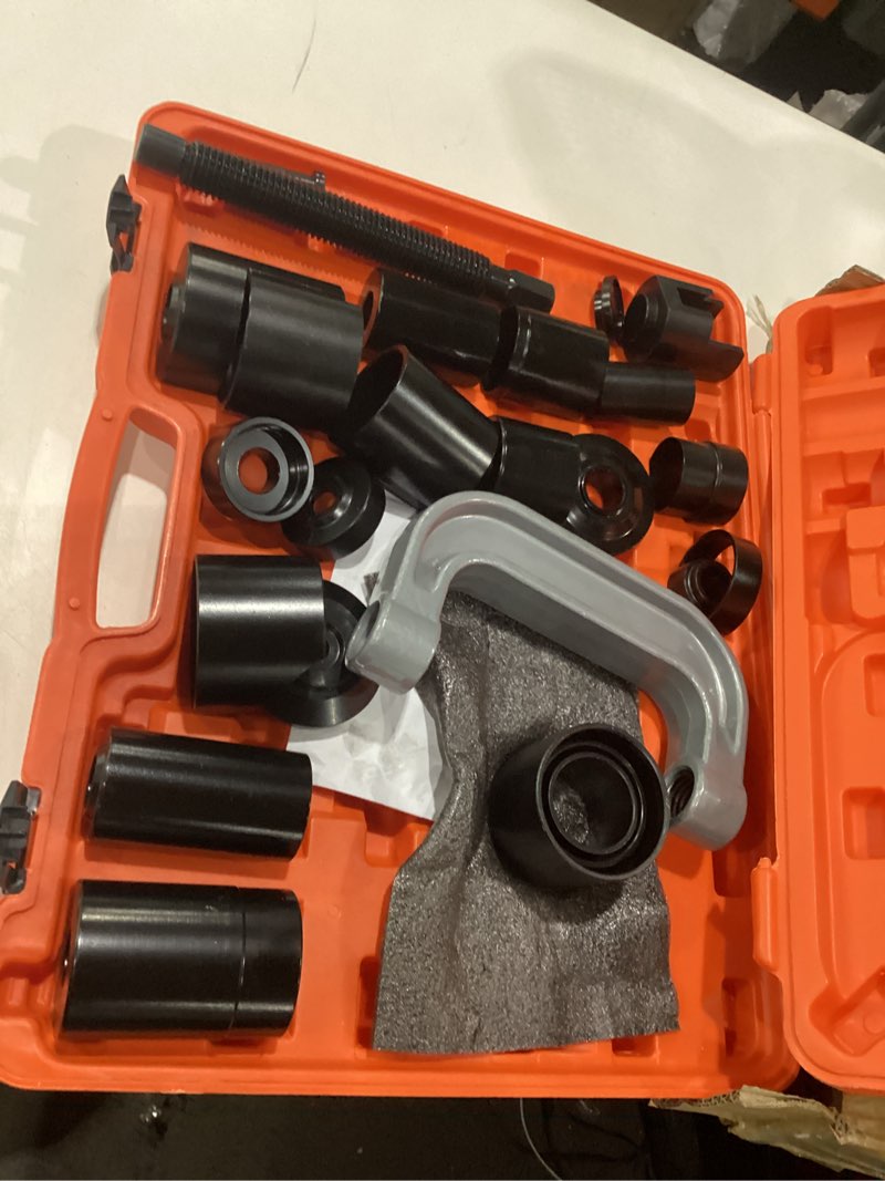 Condition photo showing As Is for vevor ball joint press kit, 25 pcstool kit, c-press ball joint remove and install tools, for most 2wd and 4wd cars, heavy duty ball joint repair kit for automotive repairing