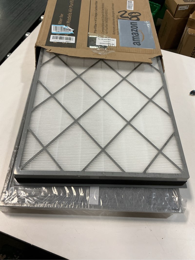 Condition photo showing New/Like New for HE601 True HEPA Replacement Filter Compatible with Shark Air Purifier 6 Fan Model HE601 HE602 3-IN-1 HE6FKPET H13 True HEPA for Shark HE601 Air Purifiers 15" x 24" x 1.6" (2 Pack)