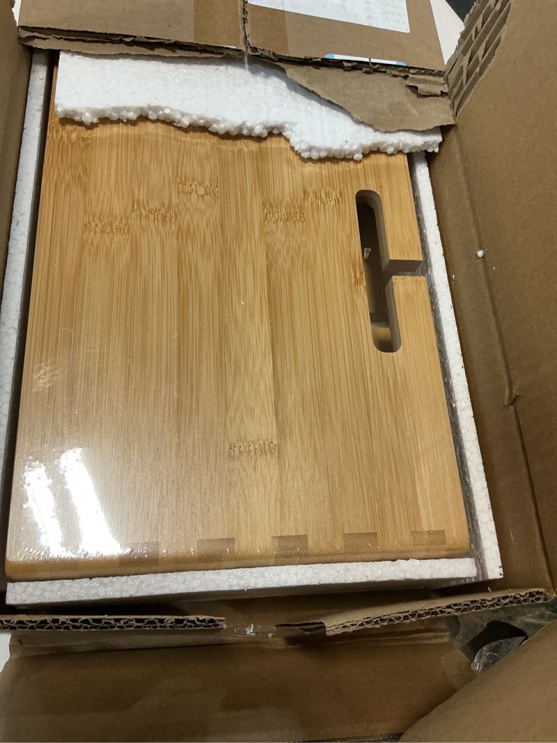 Condition photo showing Good Condition for Bamboo Monitor Stand Riser with Drawer, Ergonomic Computer Riser for Desk with Cable Management & Storage Organizer, Wood Monitor Stand for Home Office