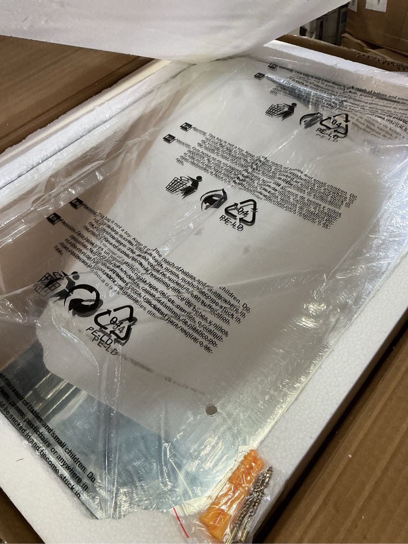 Condition photo showing Good Condition for Bathroom Mirrors for Over Sink, Frameless Mirrors for Wall, 24x18 Inch Beveled Bathroom Mirror, Bathroom Vanity Mirror for Bedroom Living Room Entryway Home Decor Rectangular 24"L x 18"W